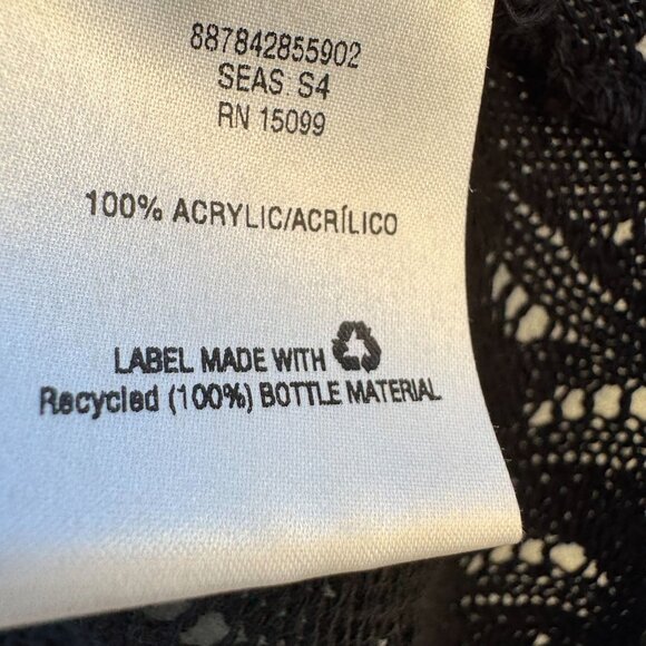 Laura Scott Vintage Womens Open Front Black Open Knit Boho Cardigan Sweater XL - Picture 9 of 9